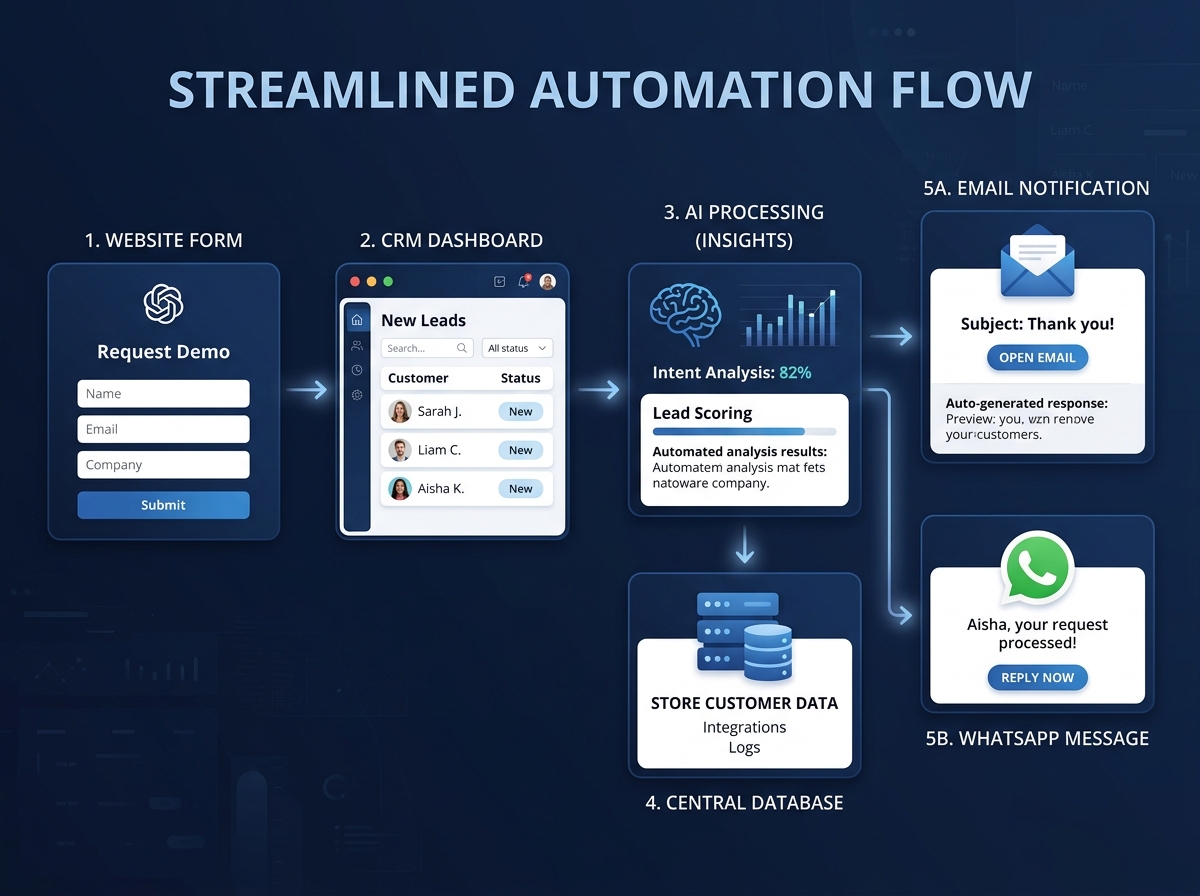 Business workflow automation using n8n and Make.com